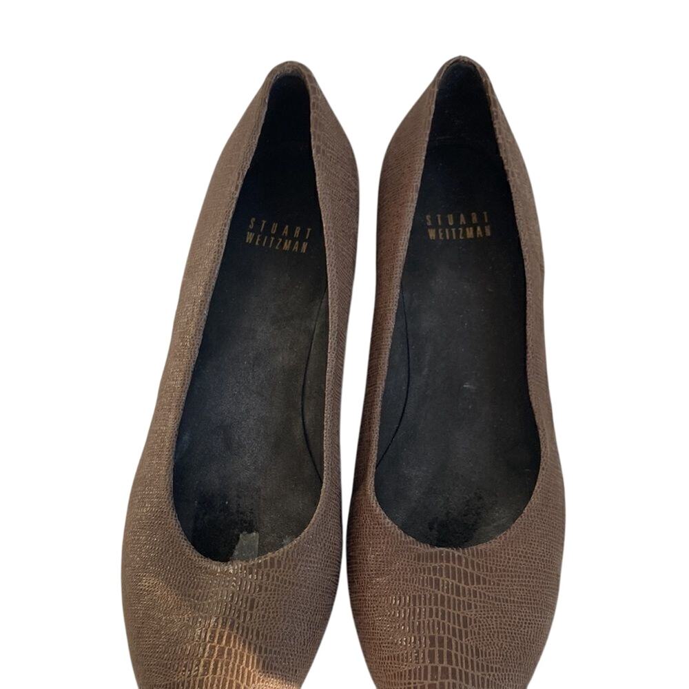 Brown Stuart Weitzman Faux Alligator Printed Wedges Art Deco Boho Western South
